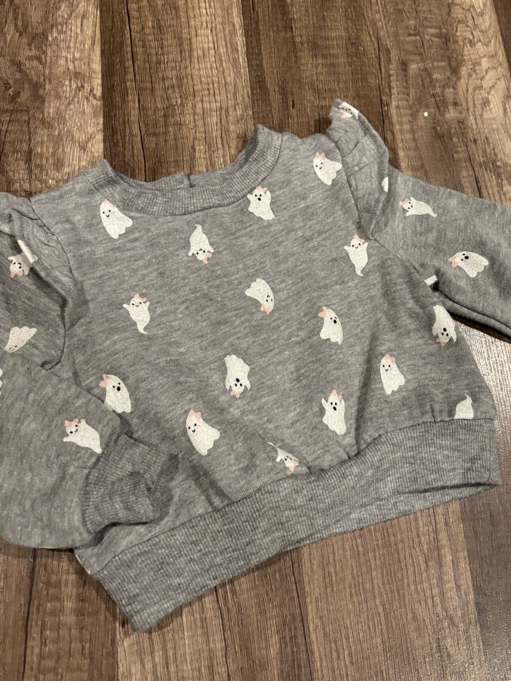 Cynthia Rowley Gray Sweatshirt with White Ghosts and Pink Bows